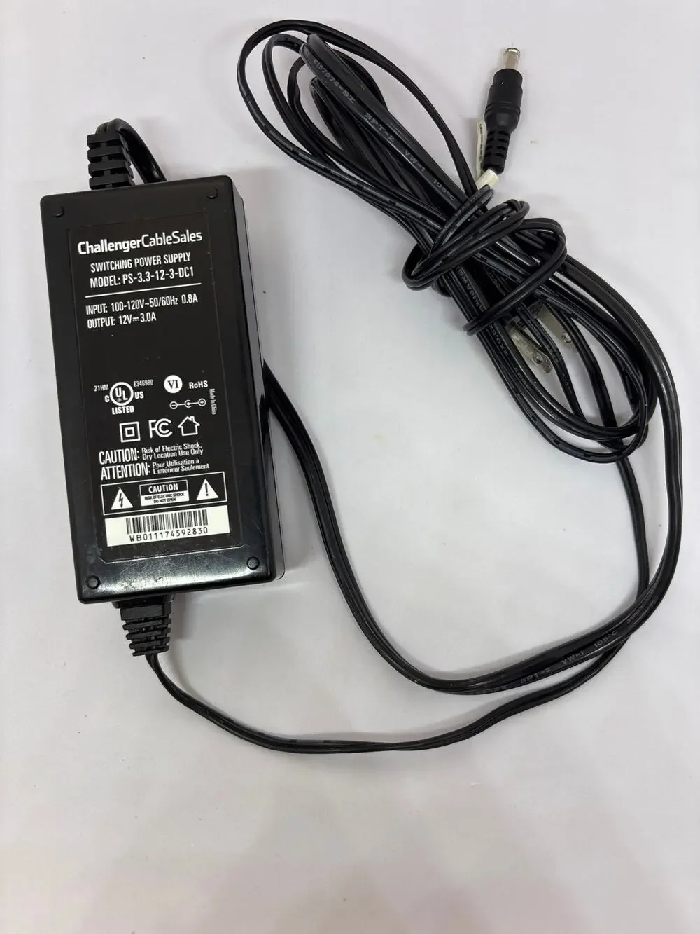Challenger Cable Sales 12V 5A Power Supply PS-3.3-12-3-DCT for Spectrum STB